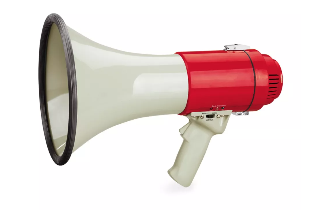 MEGÁFONO PROFESIONAL DE ALTA POTENCIA CON SIRENA INTEGRADA